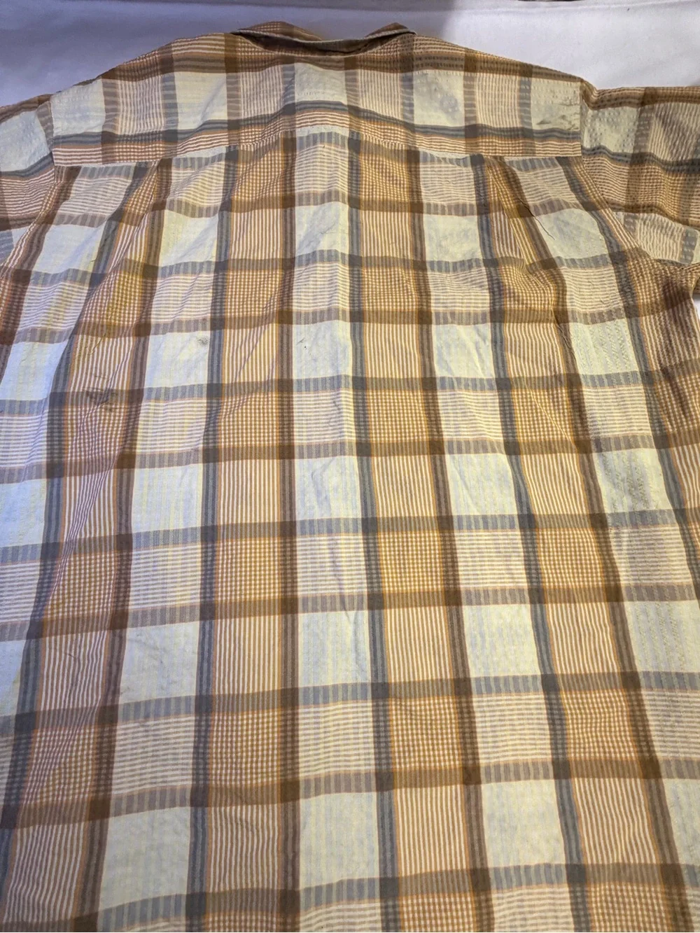 Men's Plaid Button-Up Shirt - Yellow & Brown